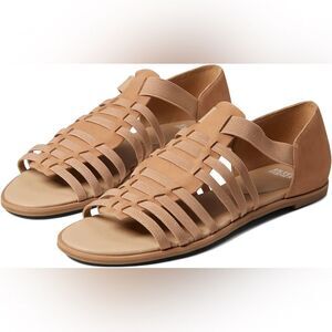 NWOB Eileen Fisher Tan Size 6.5 Rato Strappy Elastic Leather Sandal Open Toe